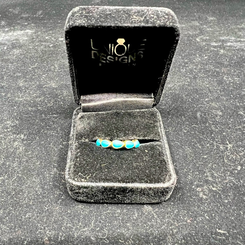New item ! turquoise eternity ring 14k gold size 7